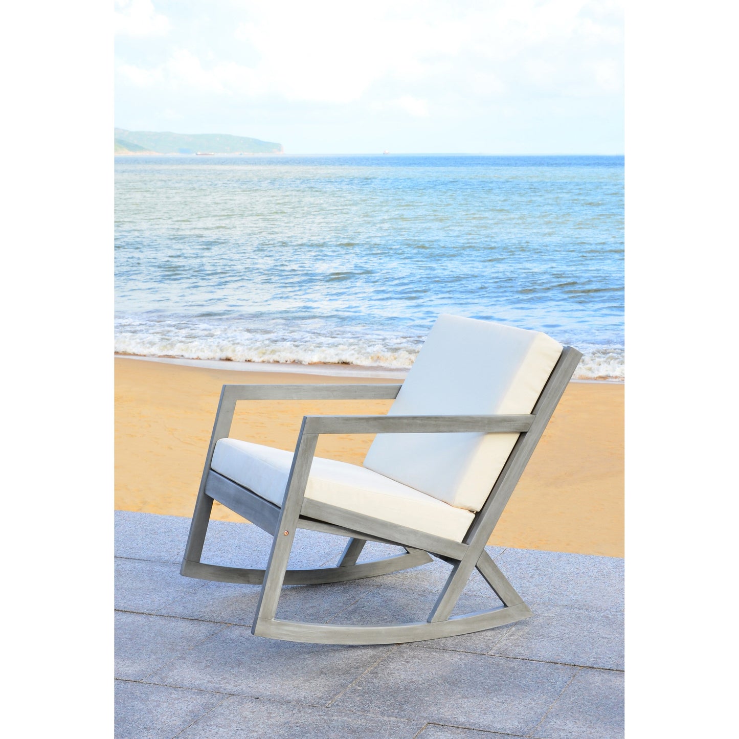 SAFAVIEH Outdoor Makaila Rocking Chair with Cushion - 26W x 31D x 38H