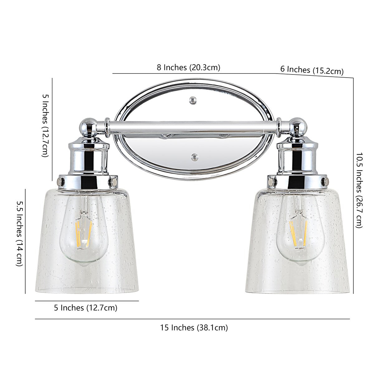 Sandrine 3-Light Iron/Seeded Glass Classic Cottage LED Vanity Light, by JONATHAN Y