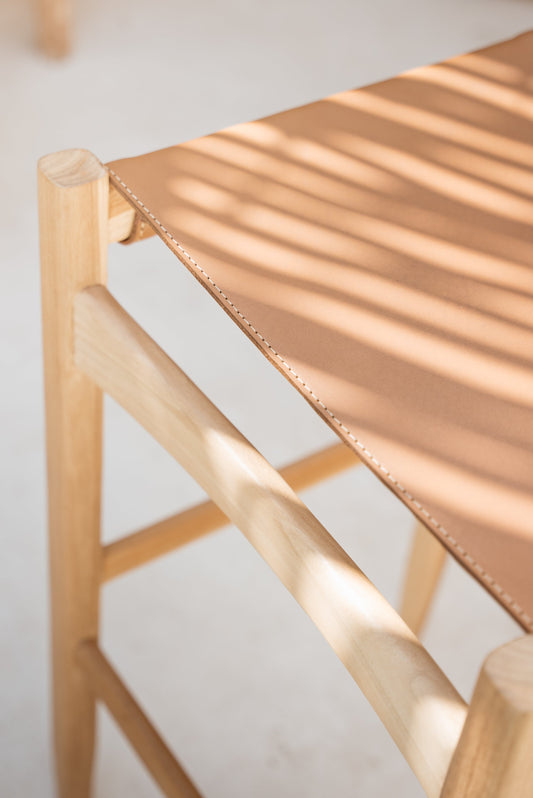 Sensa Teak and Leather Backless Counter Stool