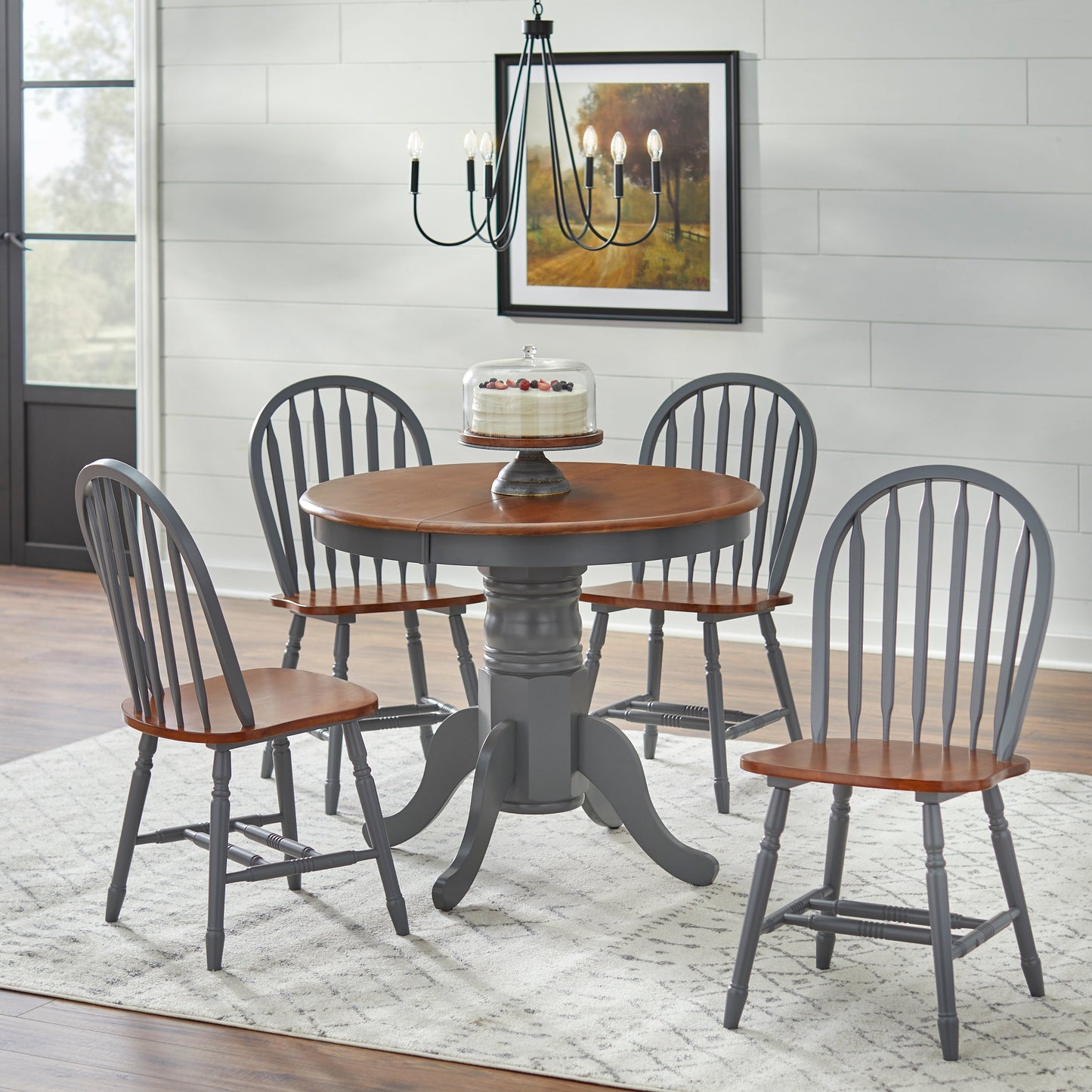 Simple Living Carolina 5-piece Farmhouse Solid Wood Dining Set with Leaf