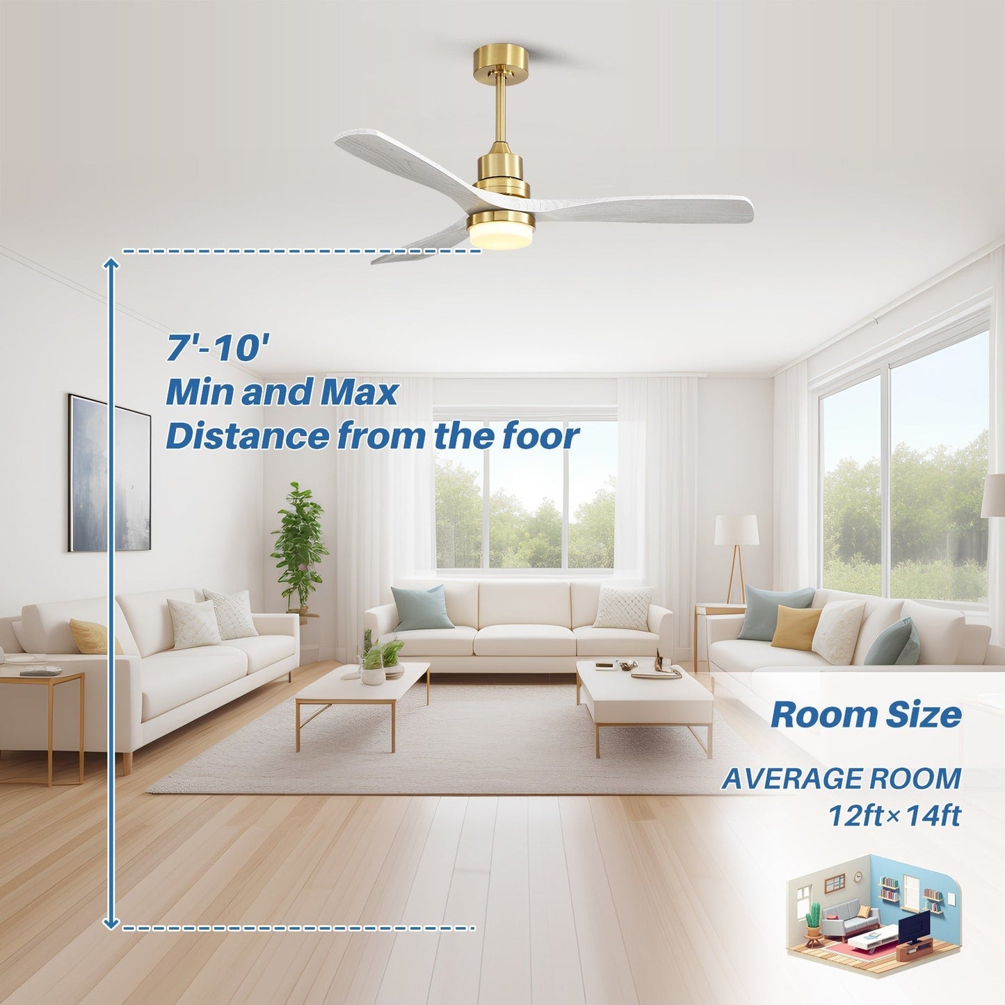 Sofucor 52 Indoor Wood Ceiling Fan Light with Remote, Integrated Light Optional