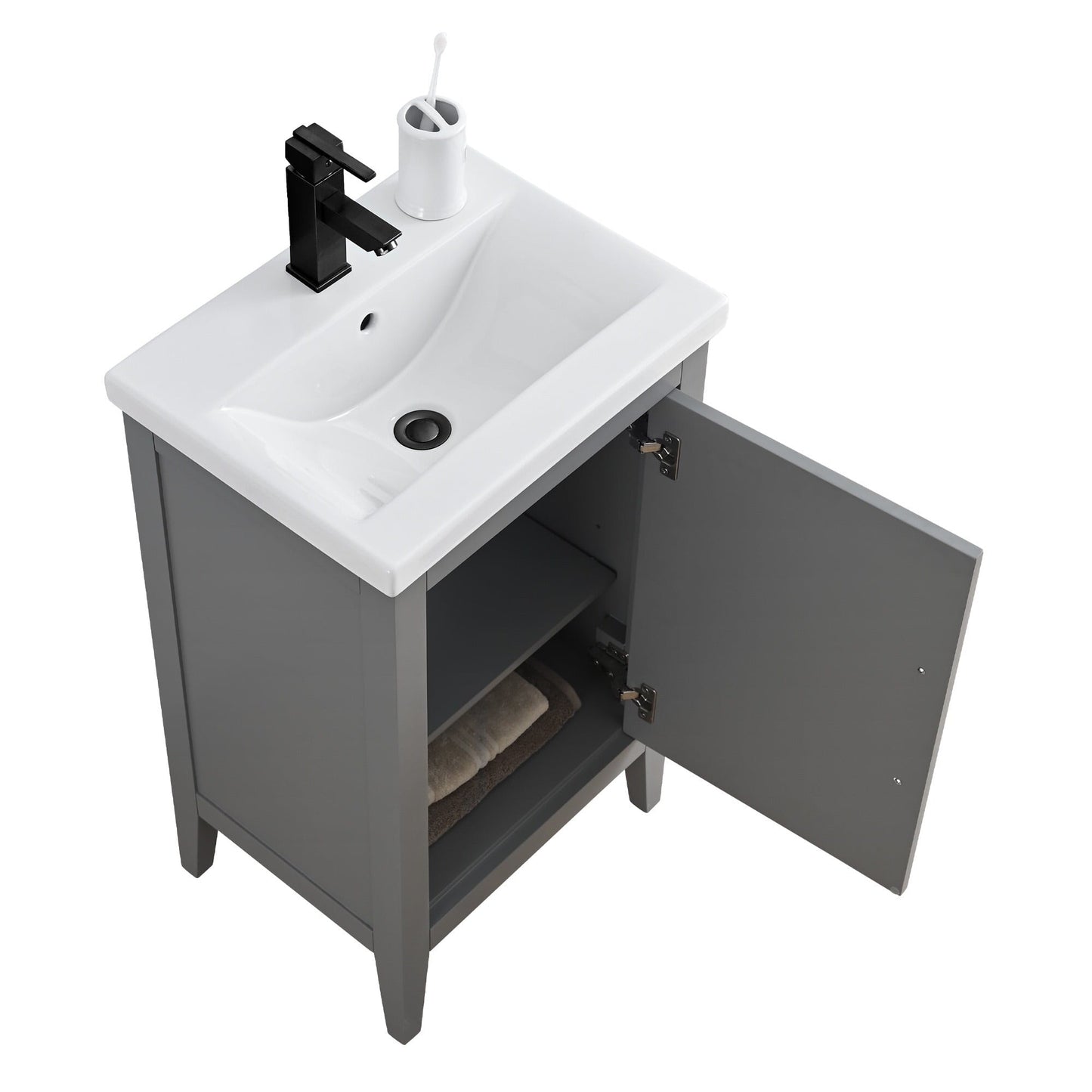Vanity Art 20 or 24 or 30 Single Sink Bathroom Vanity Cabinet with Ceramic Top