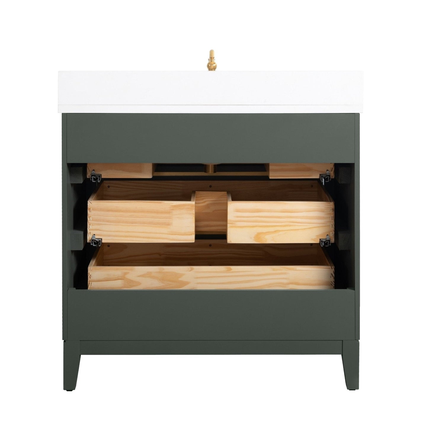 Vanity Art Bathroom Vanity with Ceramic Sink and Engineered Marble Top