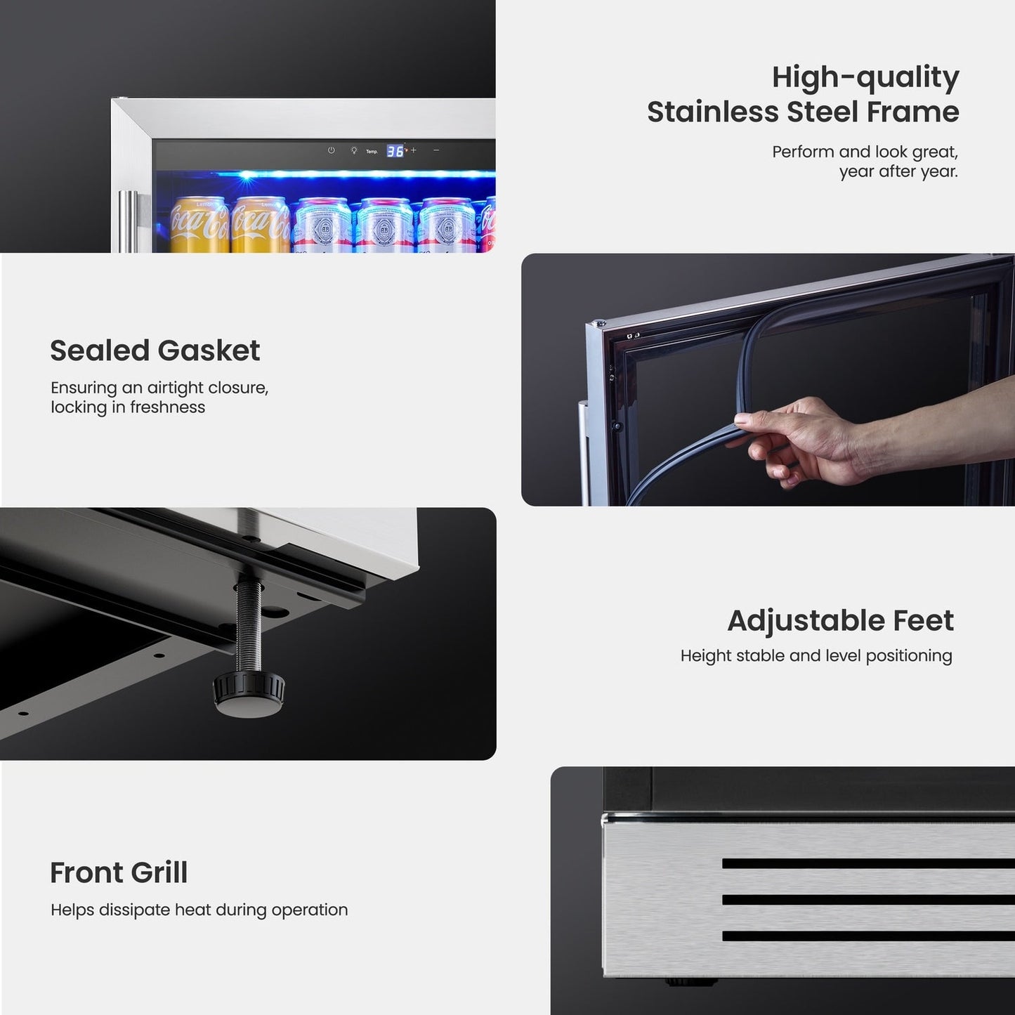 24 Inch Beverage Fridge 140 Can Beverage Refrigerator for Soda Wine Drinks - 24 inch