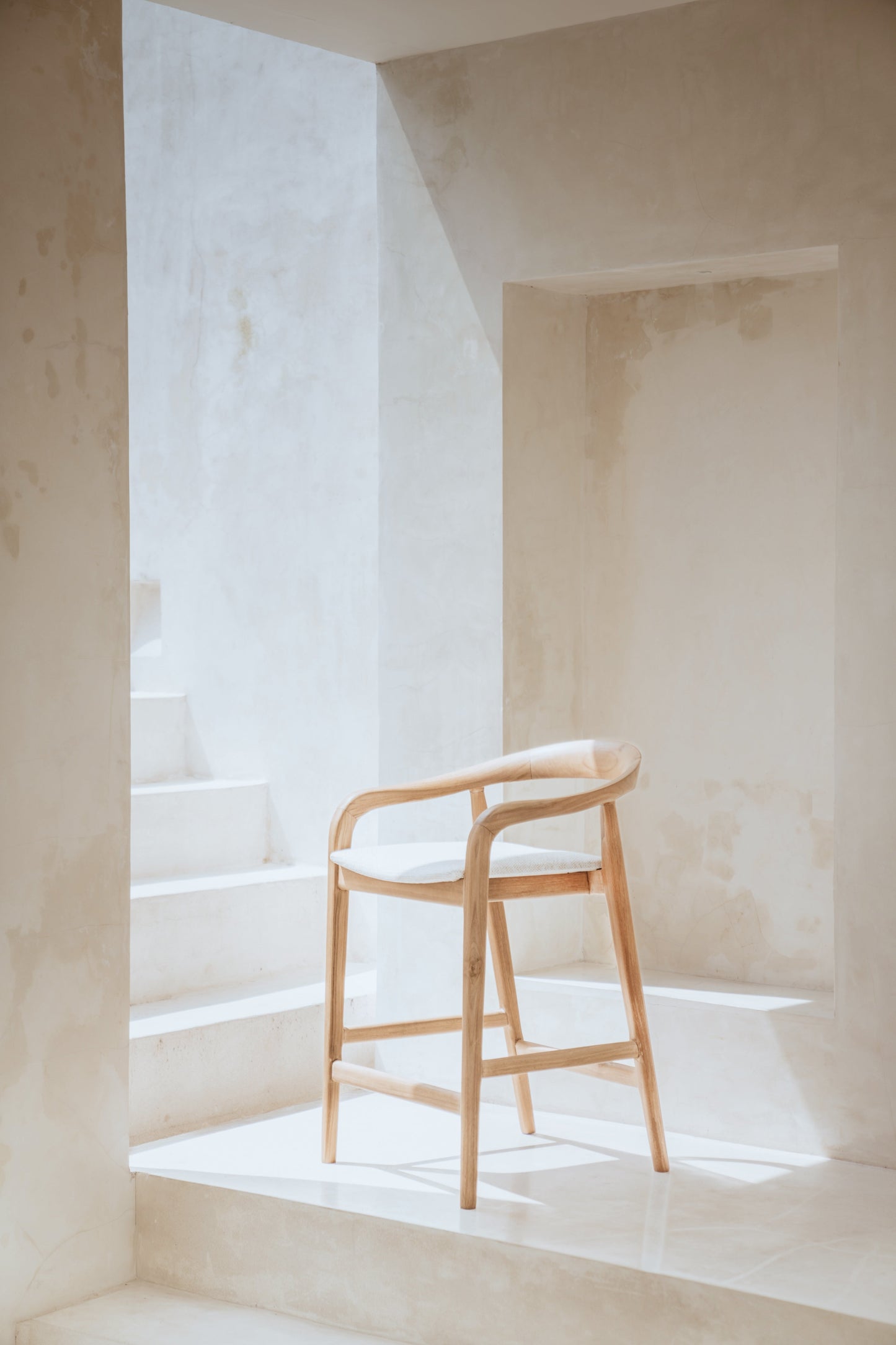 Emma Tight Woven Rattan Teak Counter Stool