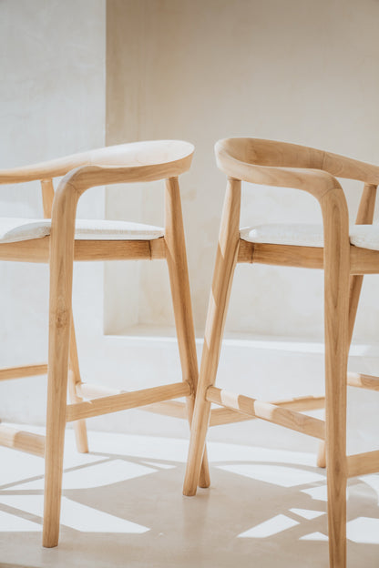 Emma Tight Woven Rattan Teak Counter Stool