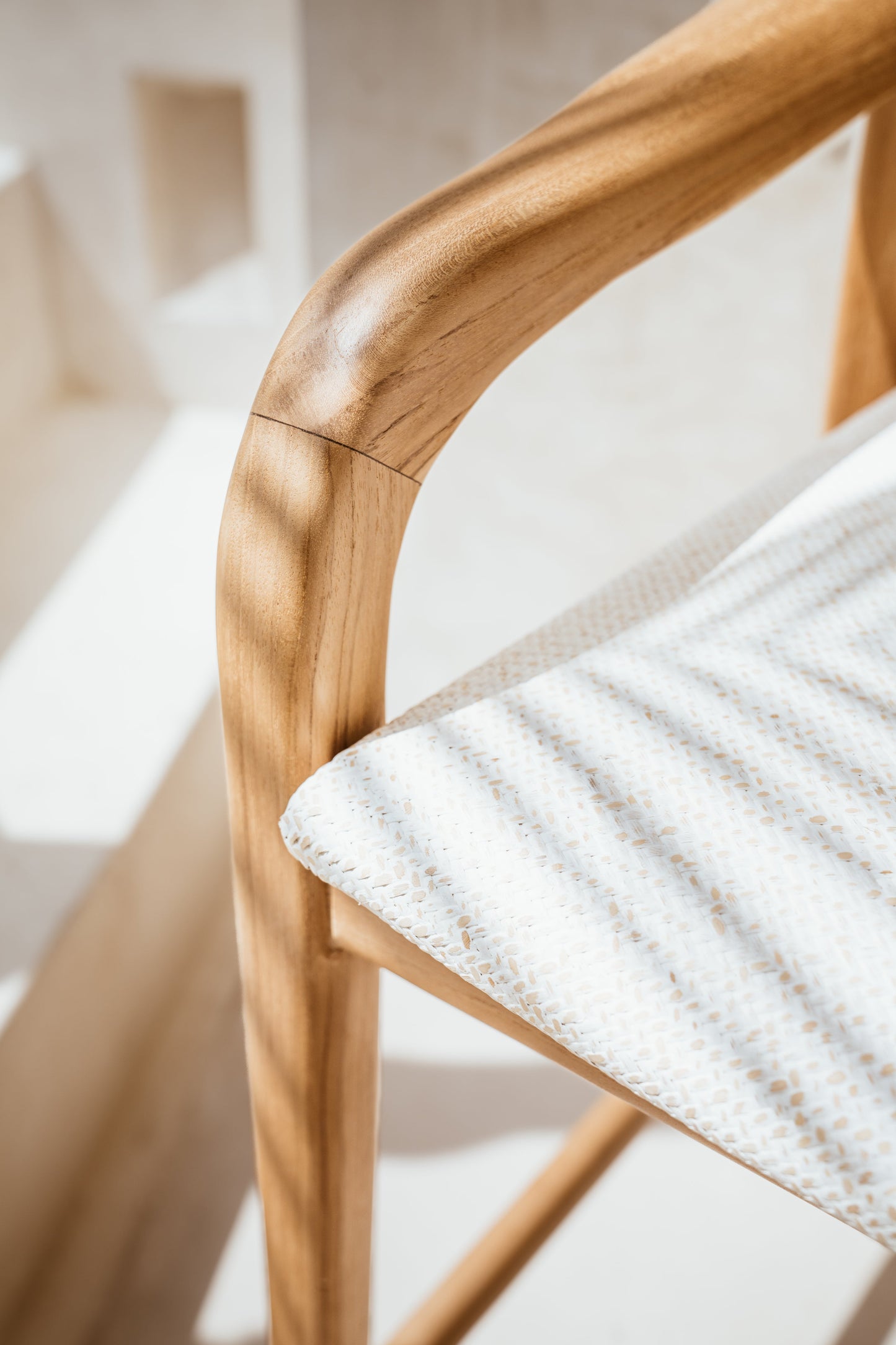 Emma Tight Woven Rattan Teak Counter Stool