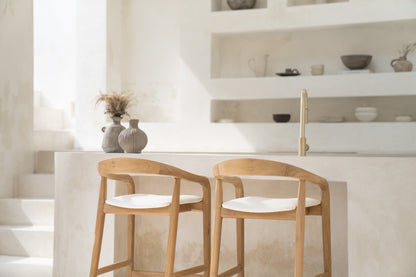 Emma Tight Woven Rattan Teak Counter Stool