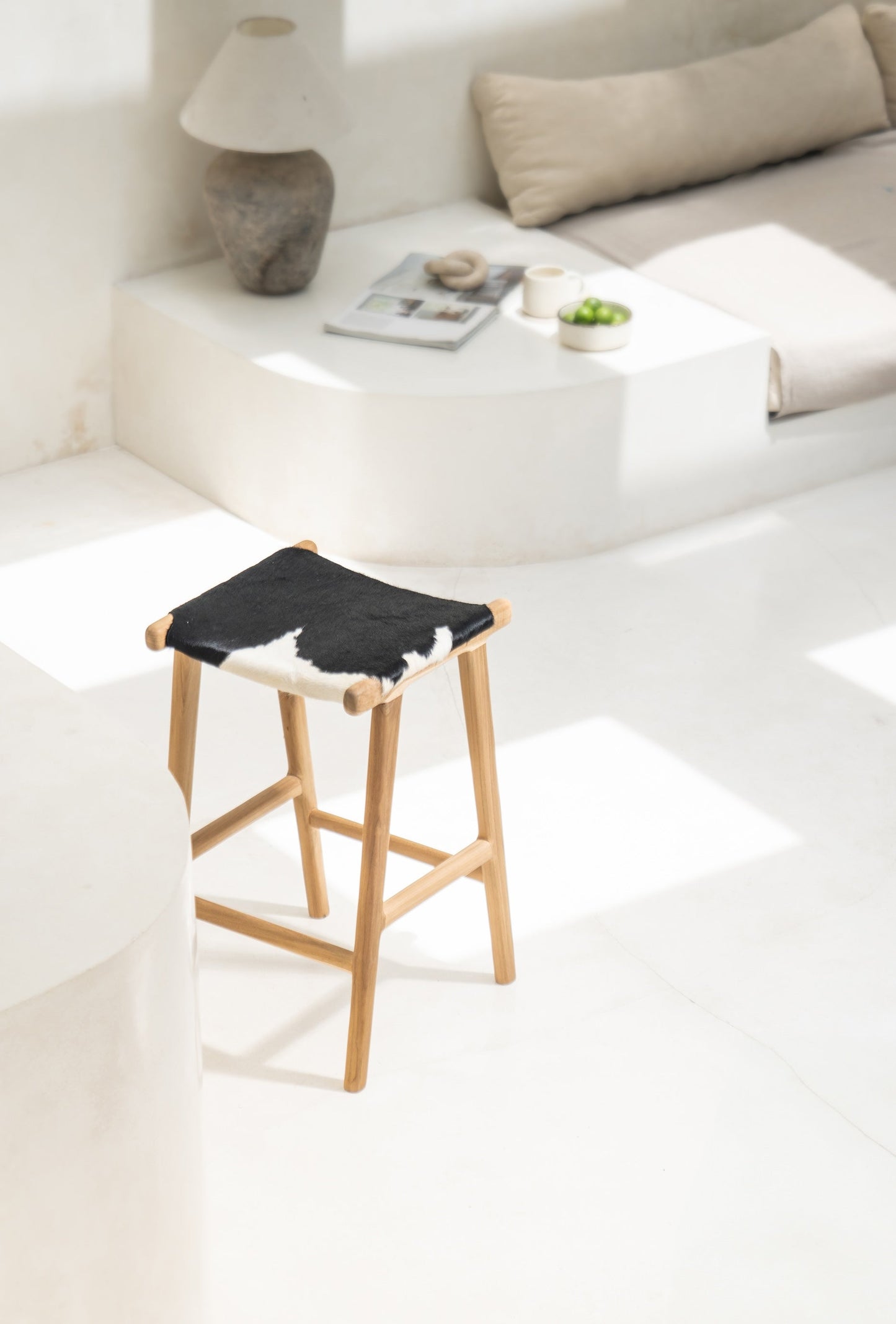 Uli Cow Hide Backless Counter Stool