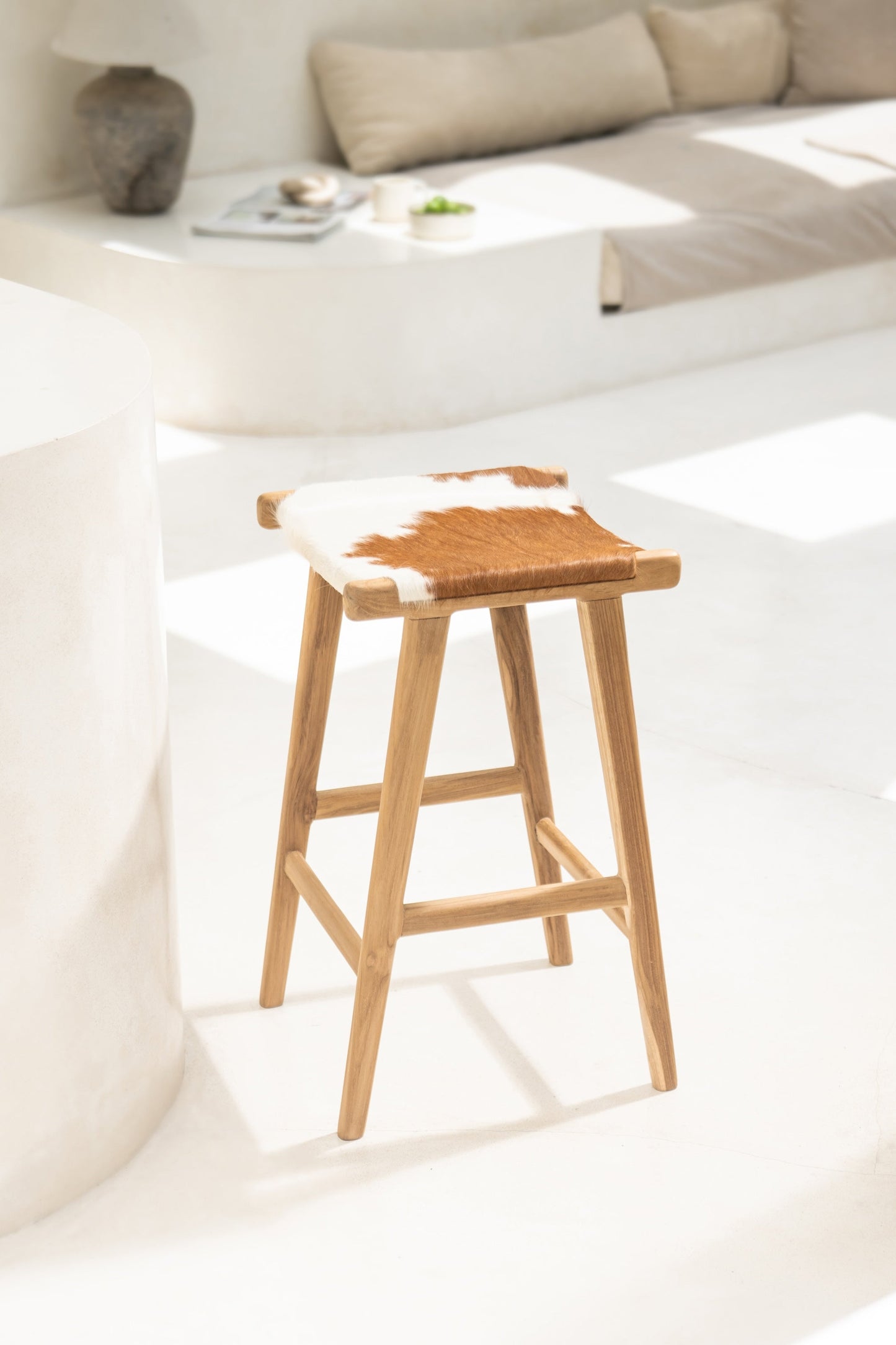 Uli Cow Hide Backless Counter Stool