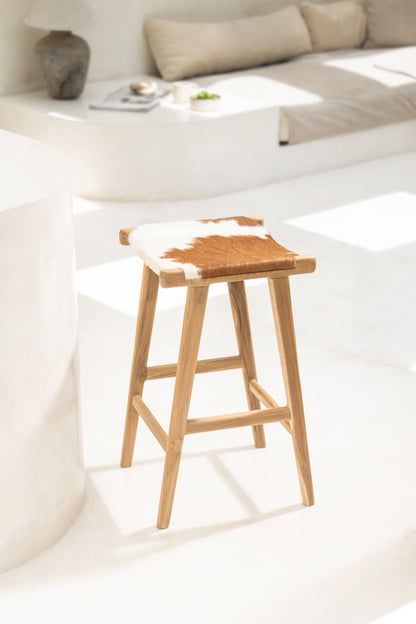 Uli Cow Hide Backless Counter Stool
