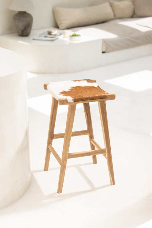 Uli Cow Hide Backless Counter Stool