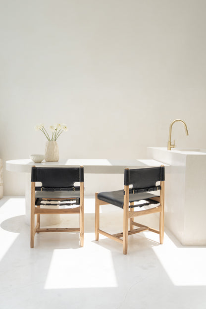 Rava Teak and Leather Dining Chair