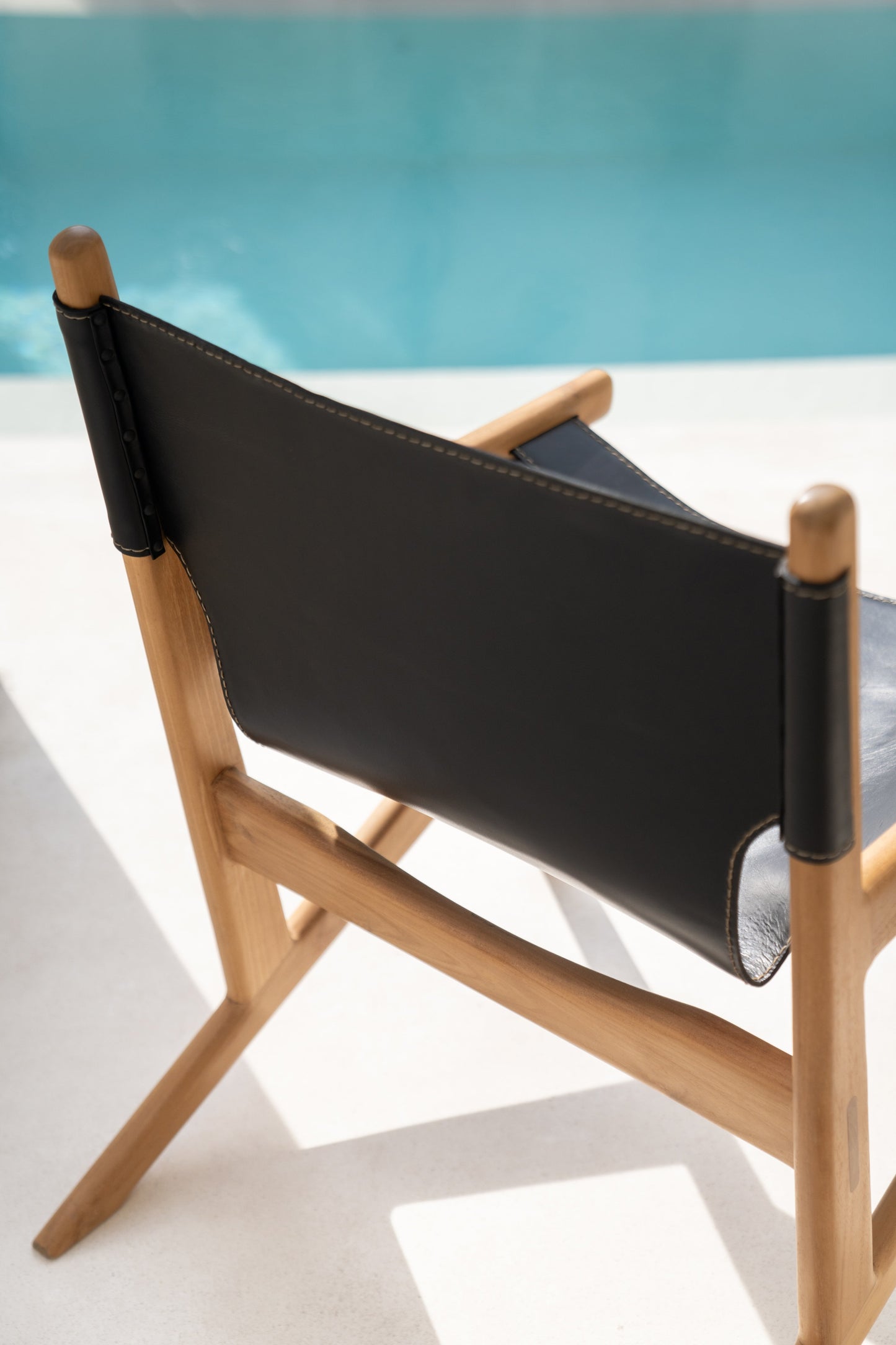 Leo Teak and Leather Lounge Chair