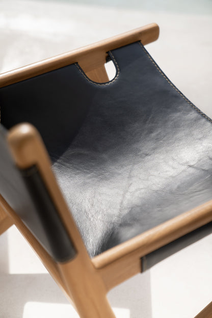 Leo Teak and Leather Lounge Chair