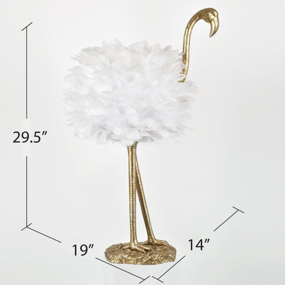 Flamingo Table Lamp - White and Gold - 30.5 H - 30H x 19W x 14D