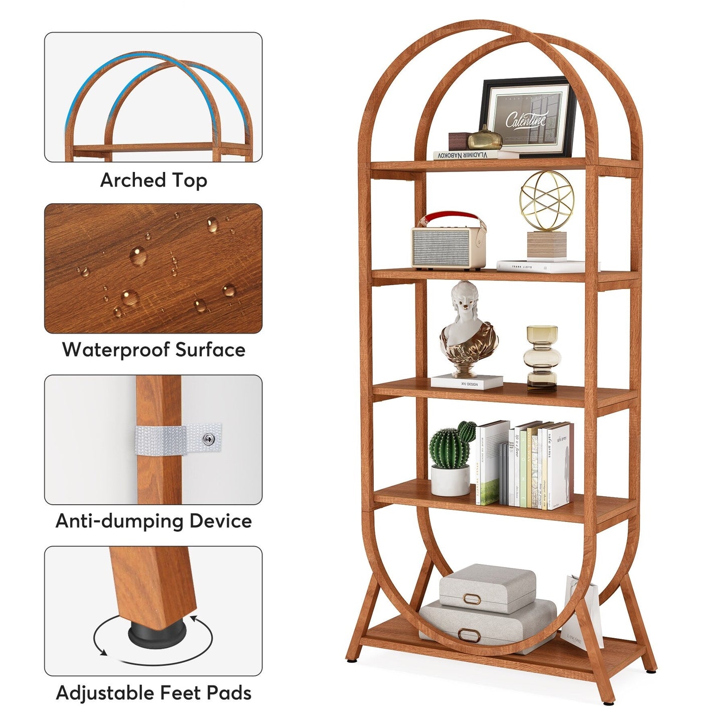 Open Bookshelf, Industrial Bookcase Storage Shelves with Metal Frame