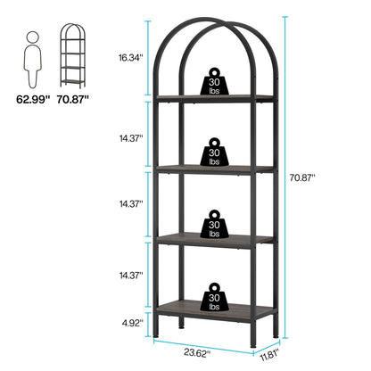 Open Bookshelf, Industrial Bookcase Storage Shelves with Metal Frame
