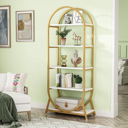 Open Bookshelf, Industrial Bookcase Storage Shelves with Metal Frame