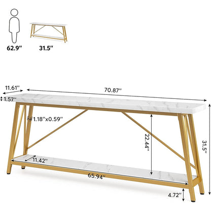 70.9 Inch Extra Long Sofa Table, Industrial Entry Console Table