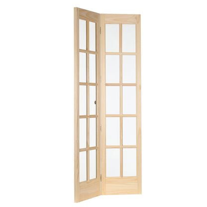 AWC Traditional Divided Glass Unfinished Pine 32-inch Bifold Door