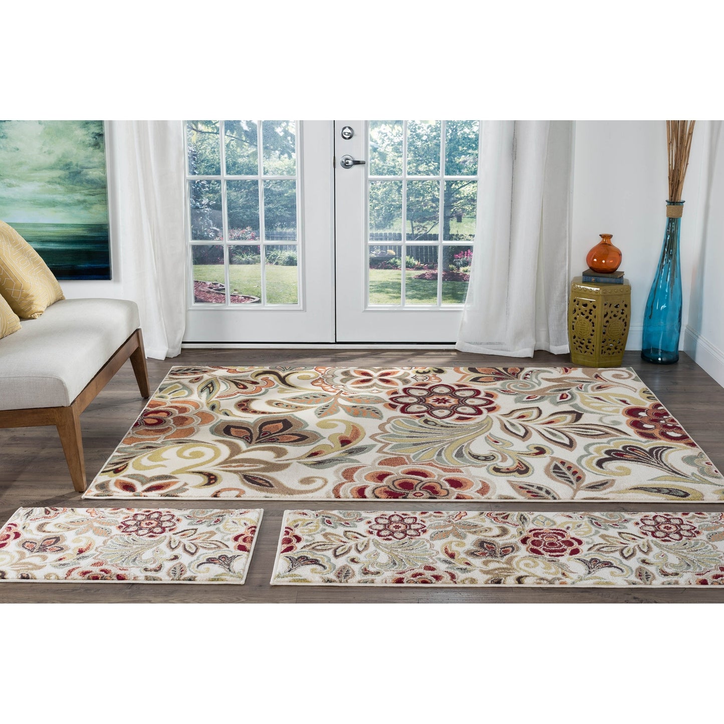 Decora Farmhouse Floral Indoor Area Rug
