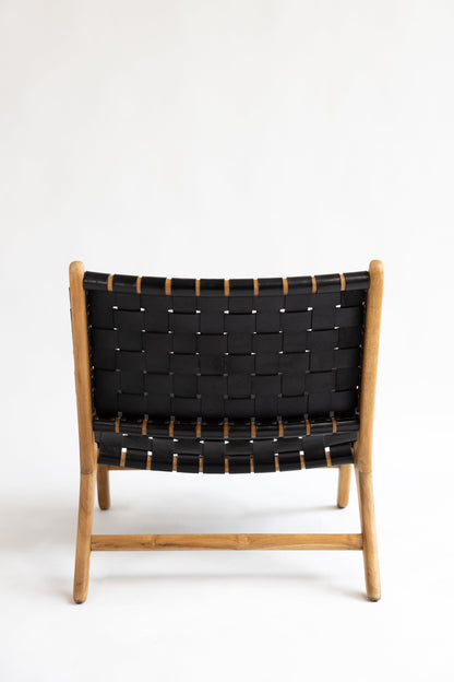 Amara Teak and Woven Leather Teak Lounge Chair