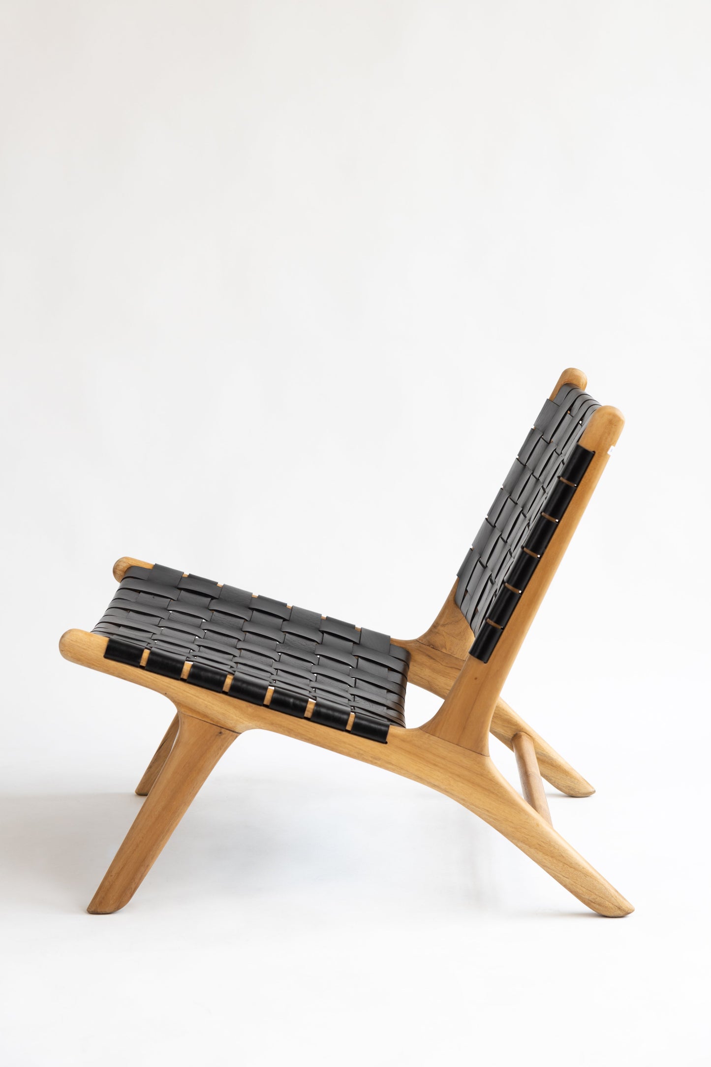 Amara Teak and Woven Leather Teak Lounge Chair