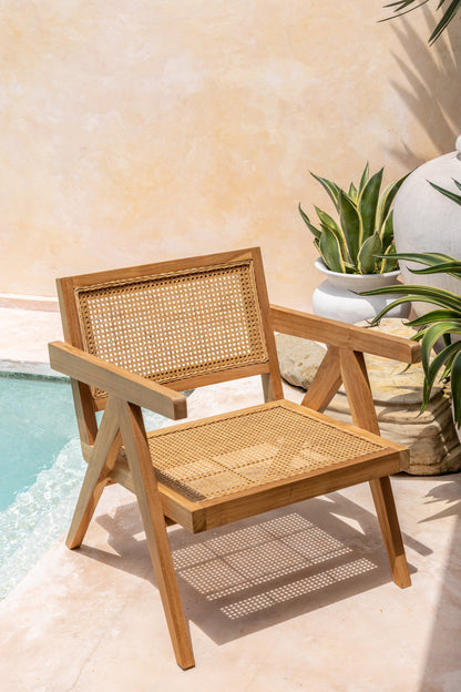 Asya Teak and Rattan Lounge Chair