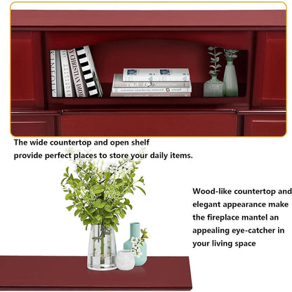 BOSSIN 43 Electric Fireplace with Mantel, 23 inch Electric Fireplace Insert,Freestanding TV Stand with Fireplace Wooden Firebox