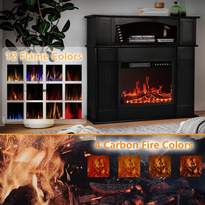 BOSSIN 43 Electric Fireplace with Mantel, 23 inch Electric Fireplace Insert,Freestanding TV Stand with Fireplace Wooden Firebox