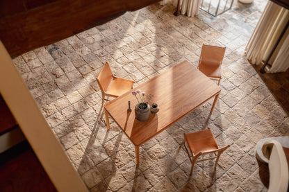 Lola Teak and Sling Leather Dining Chair