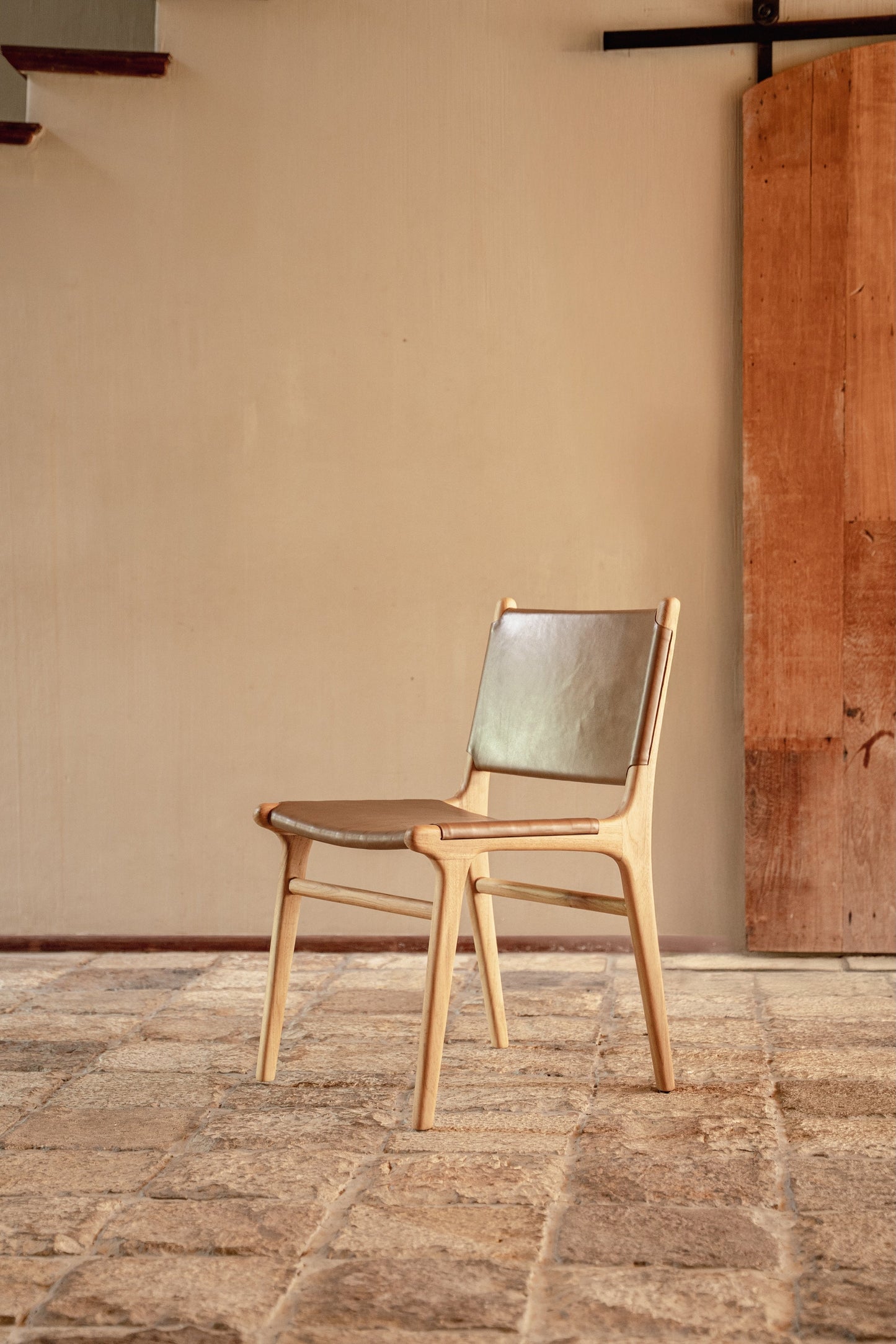 Ashta Teak and Leather Dining Chair