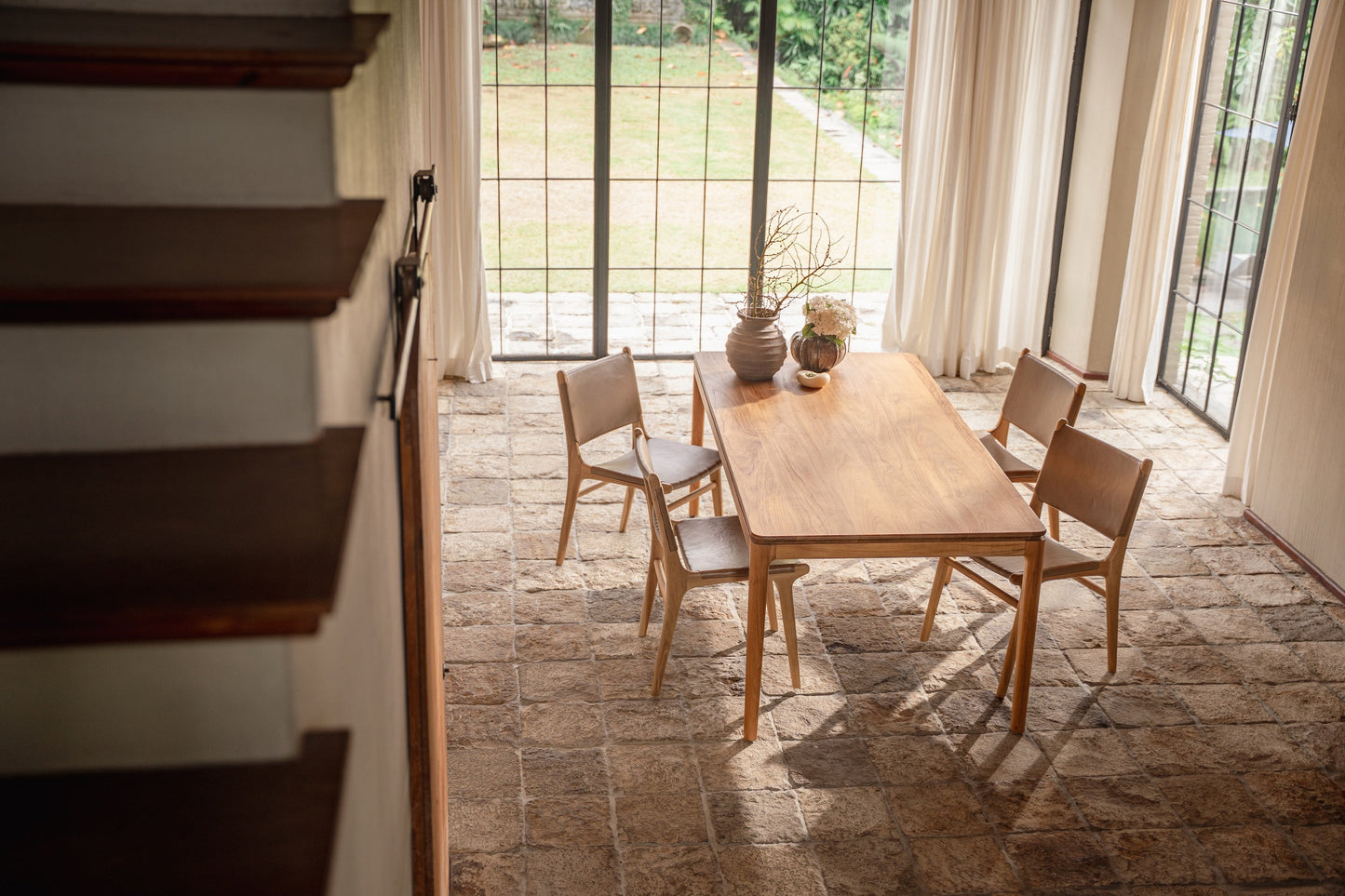 Ashta Teak and Leather Dining Chair
