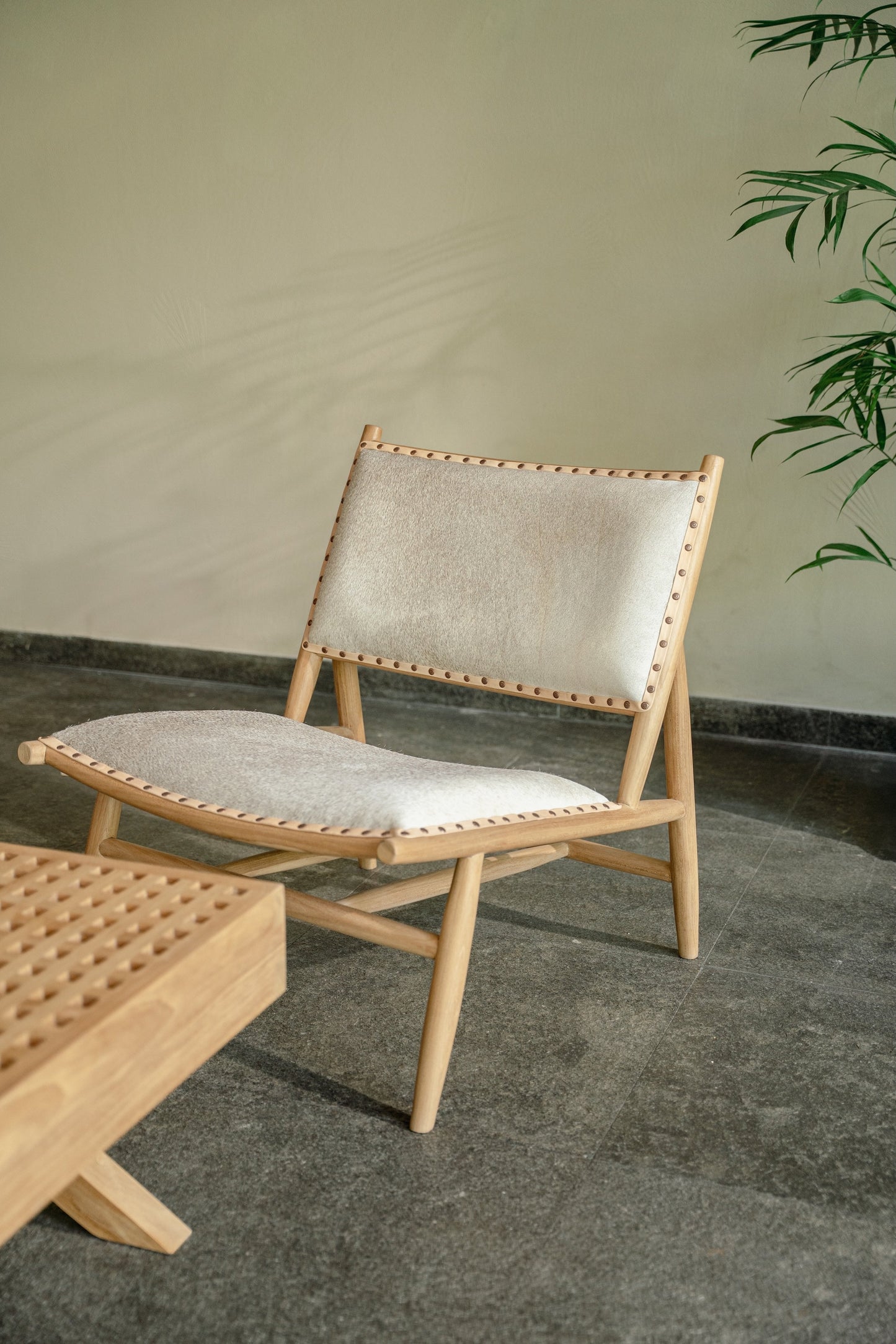 Riva Teak and Cowhide Lounge Chair