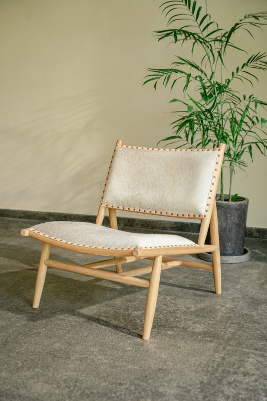 Riva Teak and Cowhide Lounge Chair