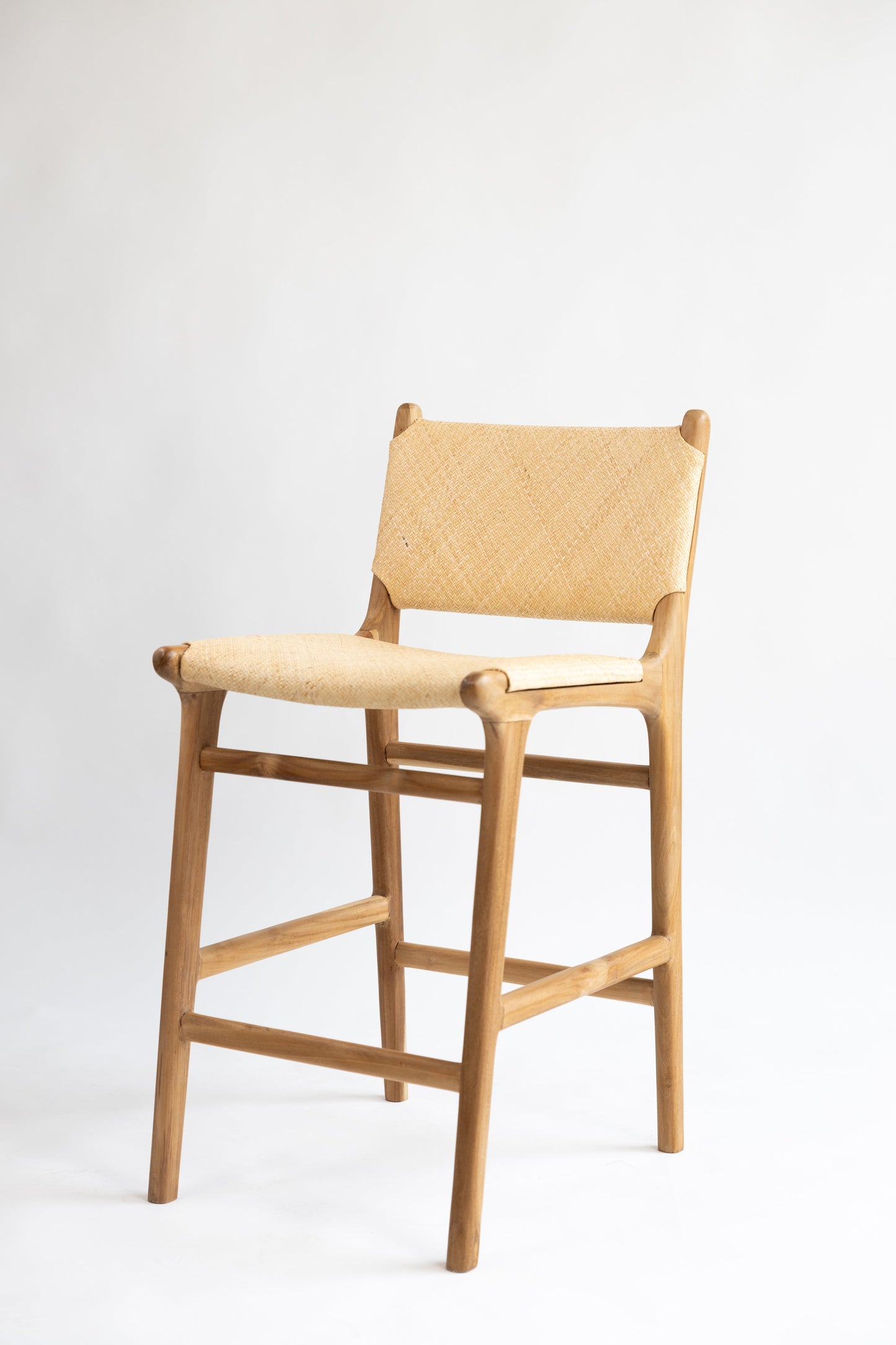 Lily Tight Woven Rattan Teak Counter Stool