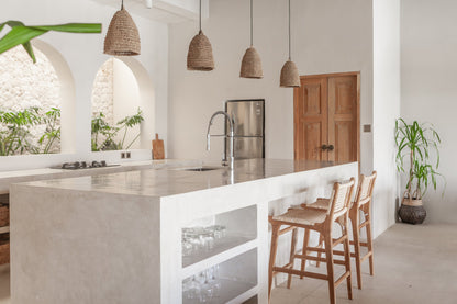 Nadia Teak and Rattan Counter Stool