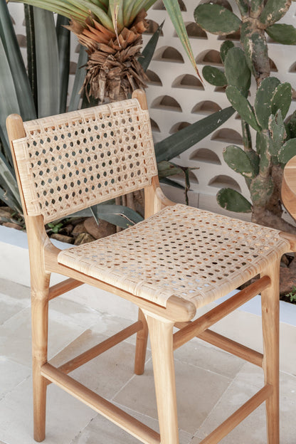 Nadia Teak and Rattan Counter Stool
