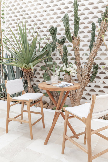 Lily Tight Woven Rattan Teak Counter Stool