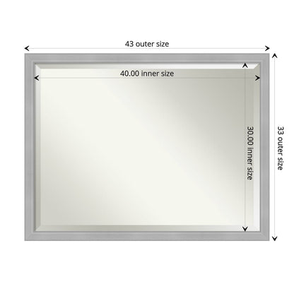 Beveled Bathroom Wall Mirror - Vista Brushed Nickel Frame