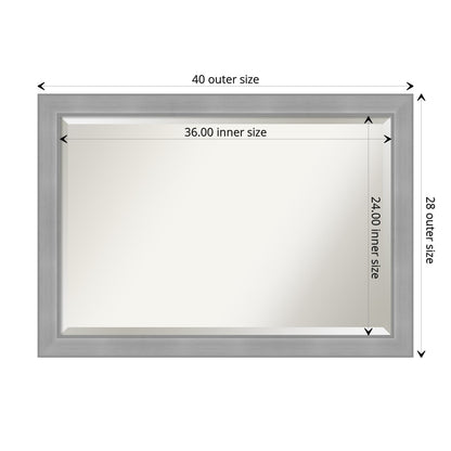 Beveled Bathroom Wall Mirror - Vista Brushed Nickel Frame