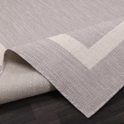 Beverly Rug Modern Bordered Indoor Outdoor Rug, Outside Carpet for Patio, Deck, Porch