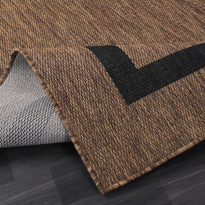 Beverly Rug Modern Bordered Indoor Outdoor Rug, Outside Carpet for Patio, Deck, Porch