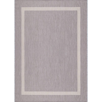 Beverly Rug Modern Bordered Indoor Outdoor Rug, Outside Carpet for Patio, Deck, Porch