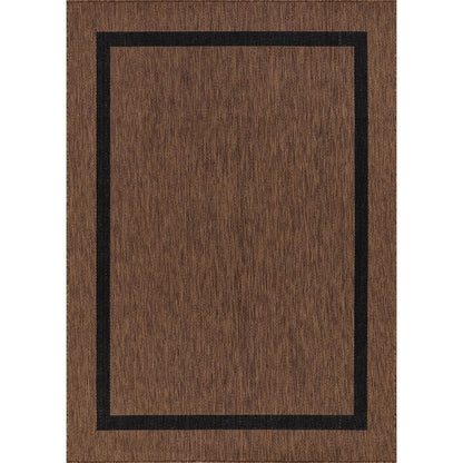 Beverly Rug Modern Bordered Indoor Outdoor Rug, Outside Carpet for Patio, Deck, Porch