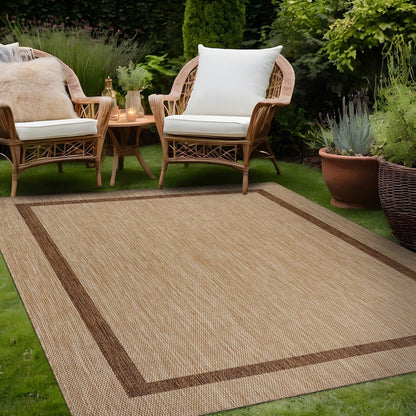 Beverly Rug Modern Bordered Indoor Outdoor Rug, Outside Carpet for Patio, Deck, Porch