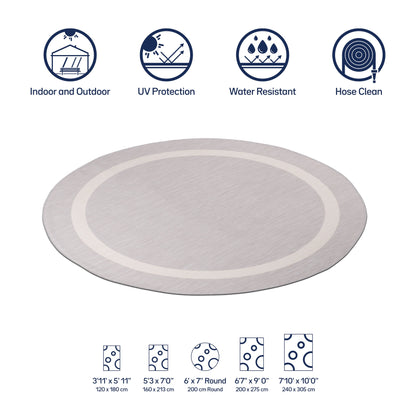 Beverly Rug Modern Bordered Indoor Outdoor Rug, Outside Carpet for Patio, Deck, Porch