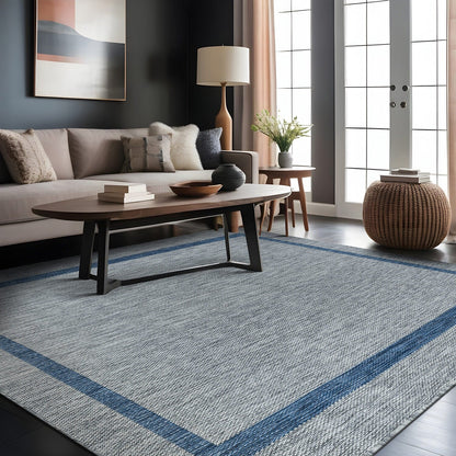 Beverly Rug Modern Bordered Indoor Outdoor Rug, Outside Carpet for Patio, Deck, Porch