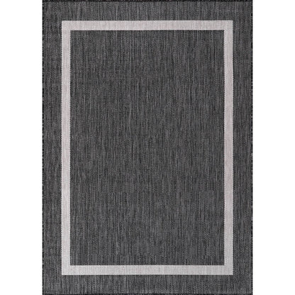 Beverly Rug Modern Bordered Indoor Outdoor Rug, Outside Carpet for Patio, Deck, Porch